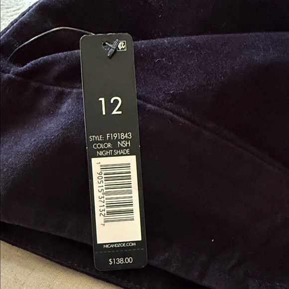 NWT Nic+Zoe Stretch Velvet Pants Women's in Night Shade Size 14 - Picture 10 of 10